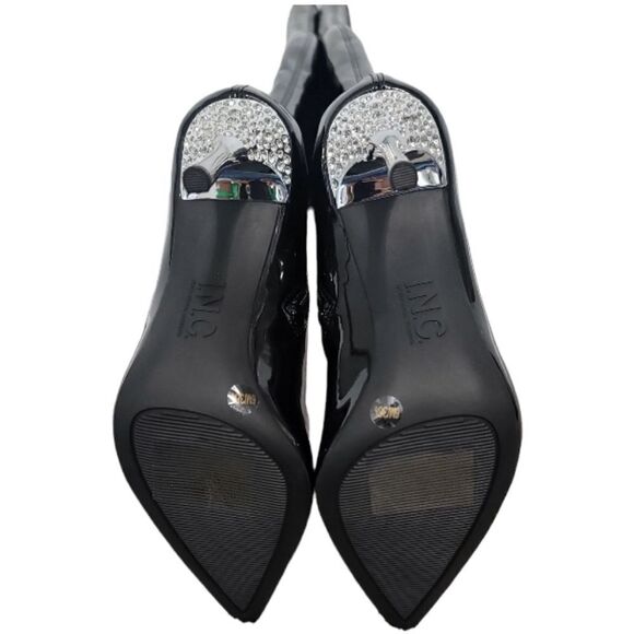 Inc Black Over the Knee Patient Leather W Sparkling Toe Piece Black Sz 6M NWT - Picture 6 of 8